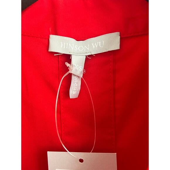 Hinson Wu Aileen 3/4 Sleeve Button Back Shirt Dress Poppy Red Womens Size XS NWT - Picture 7 of 11